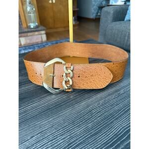 Vintage Gail LaBelle Brown Thick Big Buckle Belt Sz. S